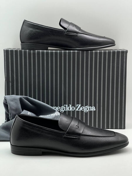 Мужские лоферы Zegna мужской кожа черный 145408-5