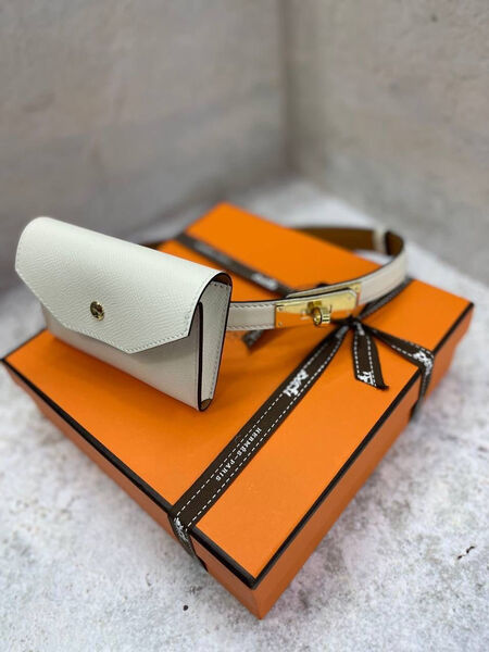 Женский ремень Hermès женский кожа белый 120130-4