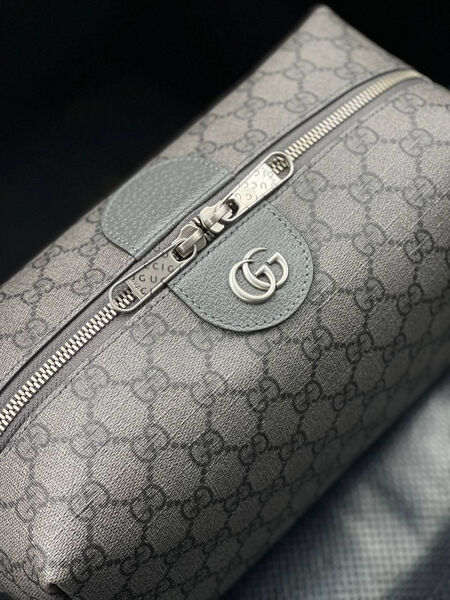 Мужской несессер косметичка Gucci мужской кожа графитовый 108450-4