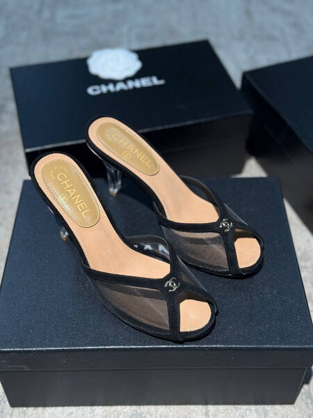 Шлепки Chanel женский кожа черный 154777-4