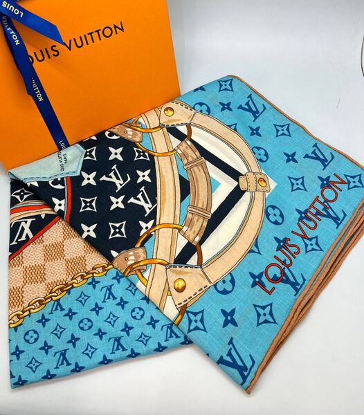 Платок Louis Vuitton женский кашемир бирюзовый 197795