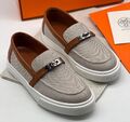 Лоферы Hermès женский текстиль графитовый 115067-1