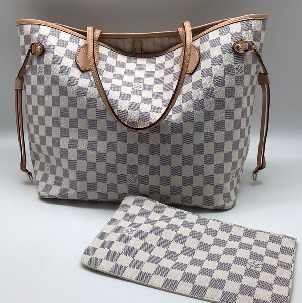 Сумка Louis Vuitton Neverfull Mm женский канва белый 76796