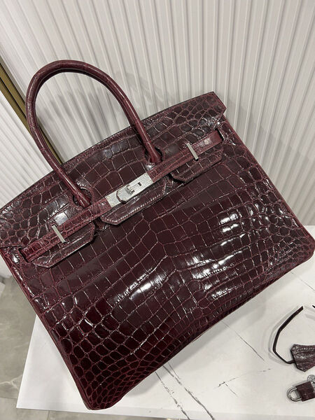 Сумка Hermès Birkin 35 ручная работа женский кожа бордовый 98480-2