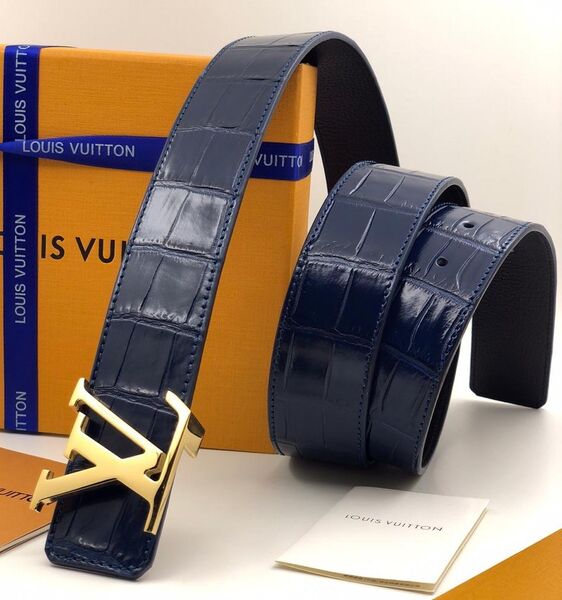 Мужской ремень Louis Vuitton мужской кожа синий 52923