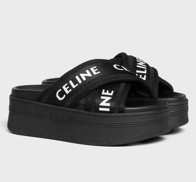 Шлепки Celine женский текстиль черный 116472