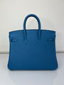 Сумка Hermès Birkin 25 ручная работа женский кожа бирюзовый 100616-3