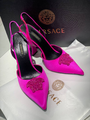 Босоножки Versace женский сатин розовый 12893-2