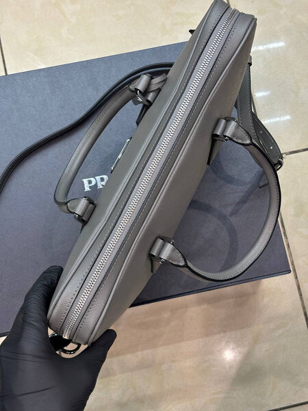 Мужской портфель Prada мужской кожа графитовый 170380-3