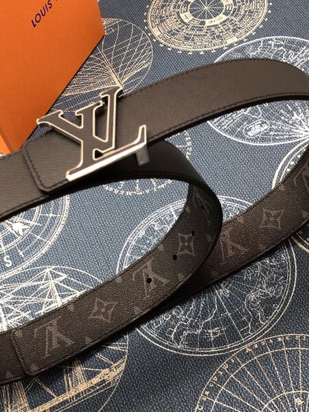 Мужской ремень Louis Vuitton мужской кожа черный 52930-2