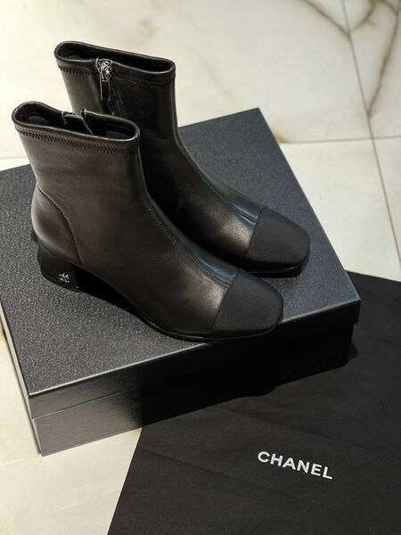 Ботильоны Chanel женский кожа черный 6316-2