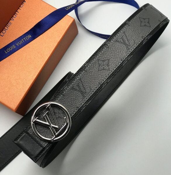 Ремень мужской Louis Vuitton Circle мужской канва черный 63795