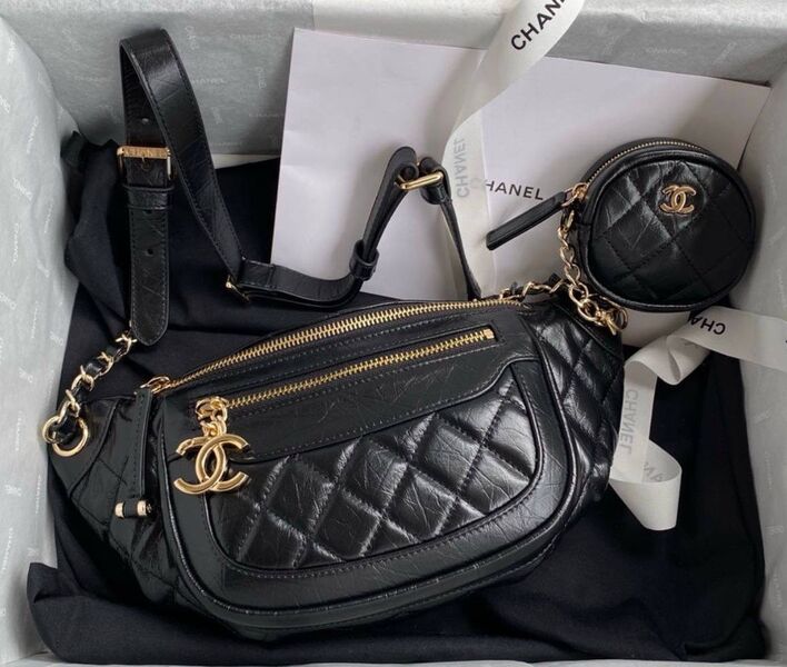 Сумка Chanel женский кожа черный 156338