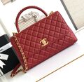 Сумка Chanel женский кожа бордовый 195087-1