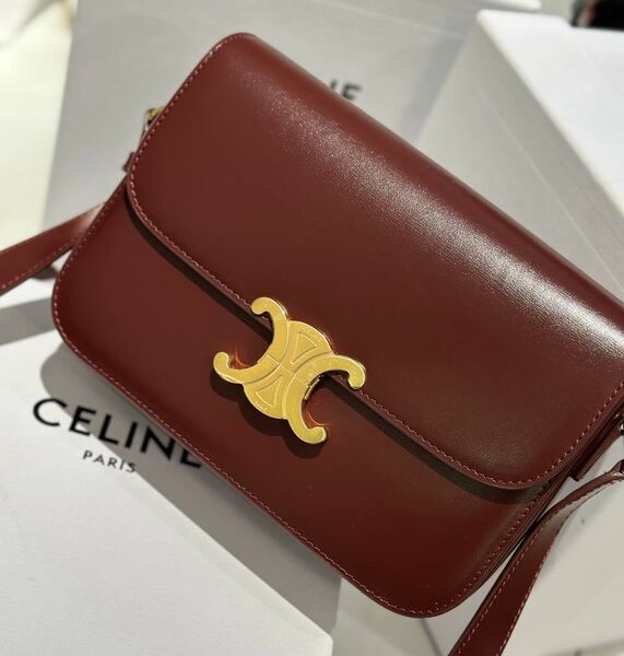 Сумка Celine Triomphe женский кожа бордовый 125244