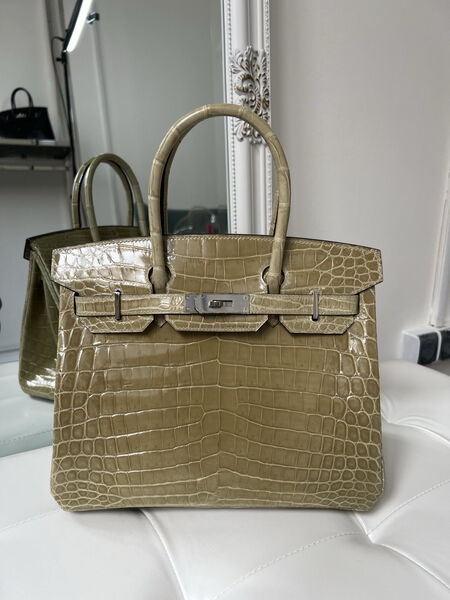 Сумка Hermès Birkin 30 женский кожа болотный 140343-4