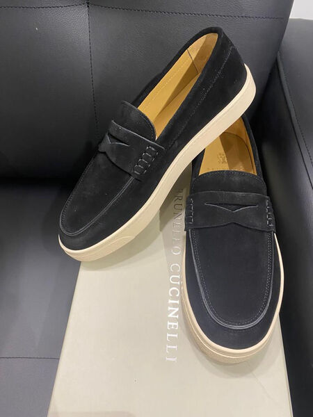 Мужские лоферы Brunello Cucinelli мужской замша черный 47648-2