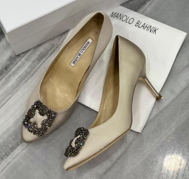 Туфли Manolo Blahnik женский сатин графитовый 122534