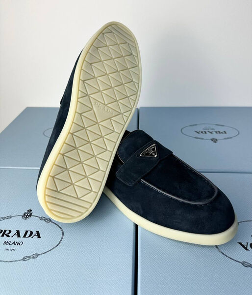 Мужские лоферы Prada мужской замша синий 185102-4