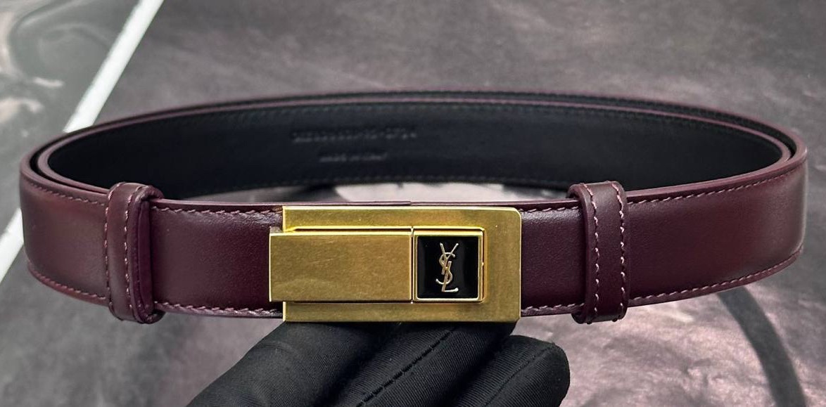 Женский ремень Saint Laurent женский кожа бордовый 174810
