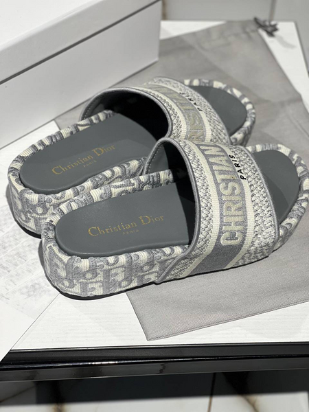 Шлепки Christian Dior женский текстиль графитовый 88368-2