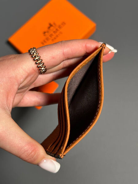 Картхолдер Hermès мужской кожа бежевый 154035-5