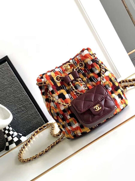 Рюкзак Chanel женский твид бежевый 123250-2