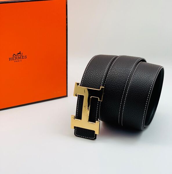 Мужской ремень Hermès мужской кожа черный 52534-2