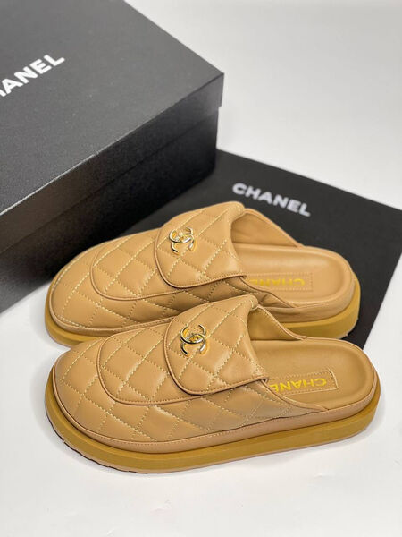 Сабо Chanel женский кожа темно-бежевый 139989