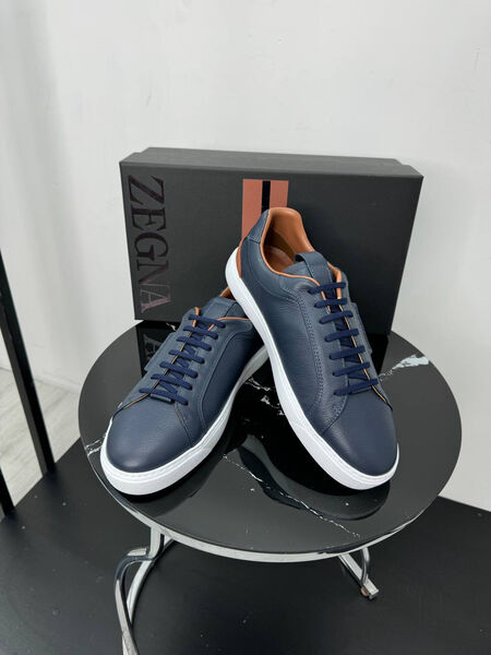 Мужские кеды Zegna мужской кожа синий 192969-2