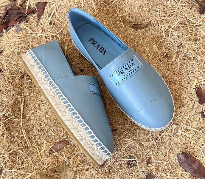 Эспадрильи Prada женский кожа бирюзовый 103977