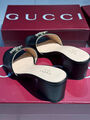 Шлепки Gucci женский кожа черный 189844-3