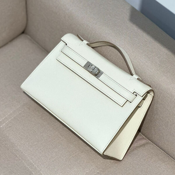 Сумка Hermèskelly 20 Pochette женский кожа белый 137664-2