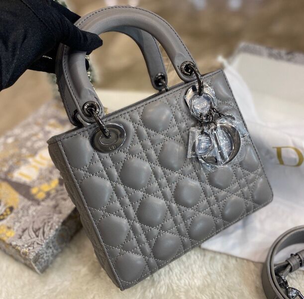 Сумка Christian Dior Lady женский кожа графитовый 97569