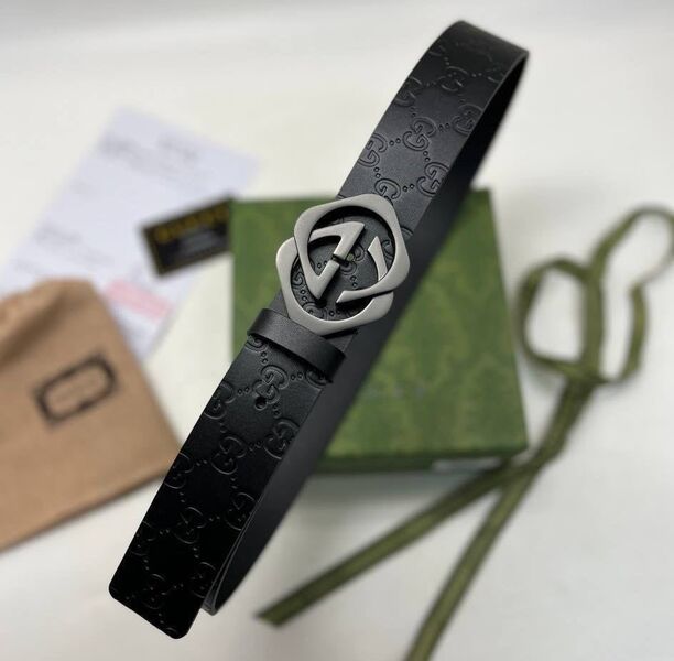 Мужской ремень Gucci мужской кожа черный 101049
