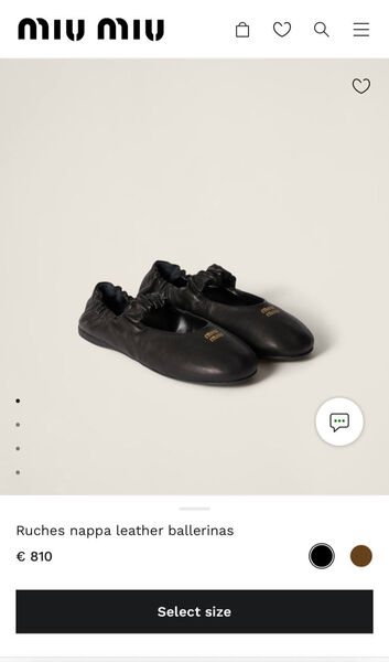 Балетки Miu Miu женский кожа черный 173723-2