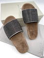 Шлепки Brunello Cucinelli женский текстиль графитовый 87768-3
