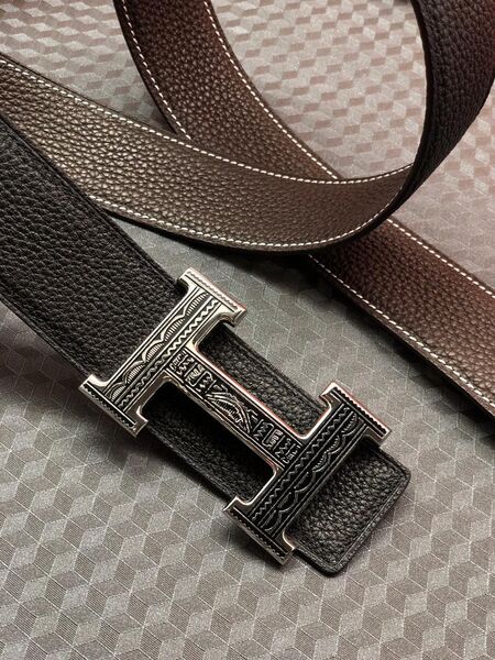 Мужской ремень Hermès мужской кожа черный 52504-3