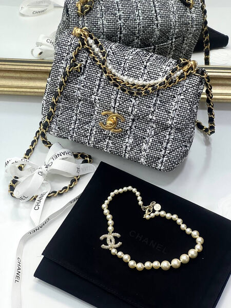 Сумка Chanel женский твид графитовый 144500-10