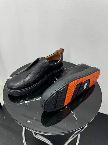 Мужские кеды Santoni мужской кожа черный 191896-2