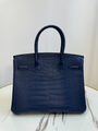 Сумка Hermès Birkin 30 женский кожа синий 162986-2