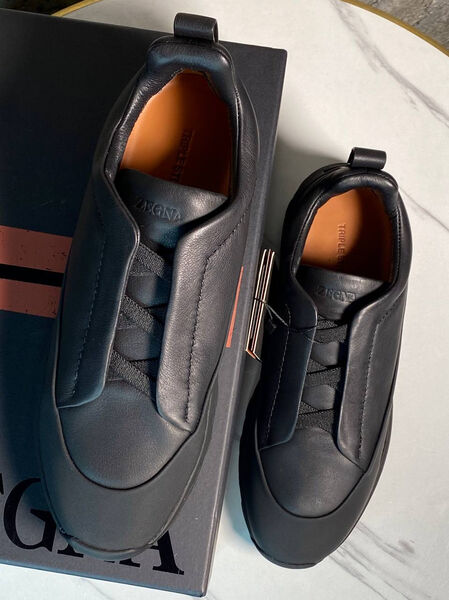 Мужские кроссовки Zegna мужской кожа черный 169130-5