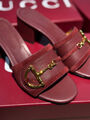 Шлепки Gucci женский кожа бордовый 190850-3