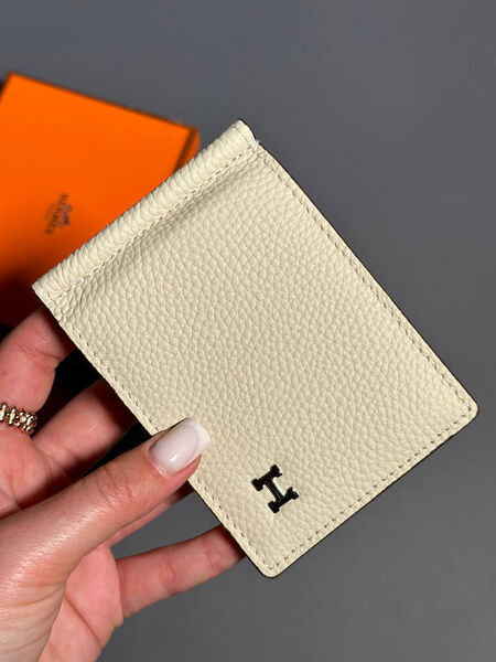 Зажим для купюр Hermès мужской кожа бежевый 154030-3