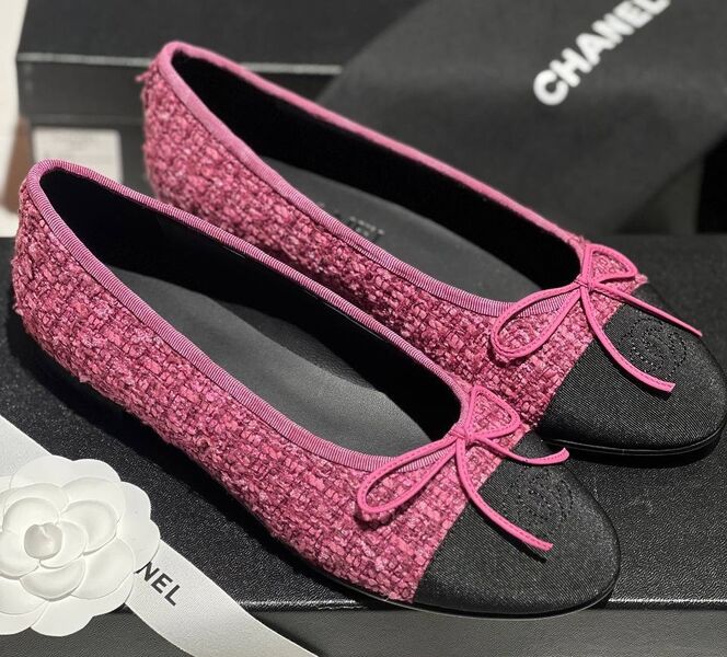 Балетки Chanel женский текстиль бордовый 151541