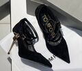 Туфли Tom Ford женский замша черный,серебристый 110486
