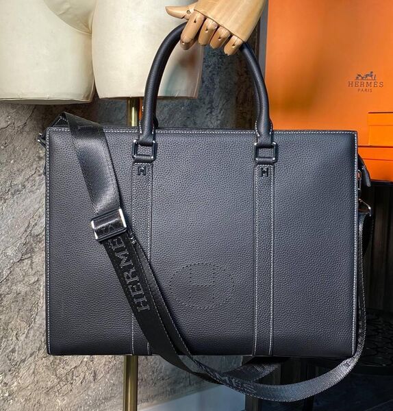 Мужской портфель Hermès мужской кожа черный 132082