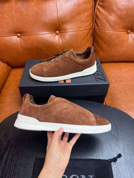 Мужские кеды Zegna мужской замша бежевый 165767-2