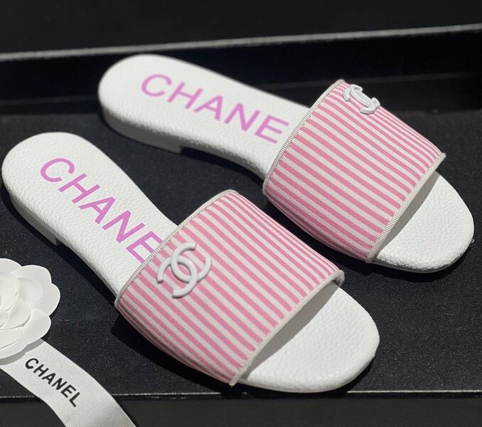Шлепки Chanel женский текстиль розовый 151165