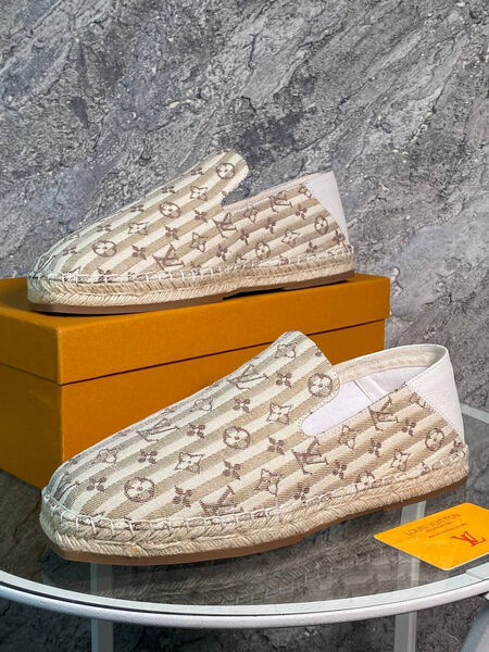 Мужские эспадрильи Louis Vuitton мужской текстиль бежевый 154394-4